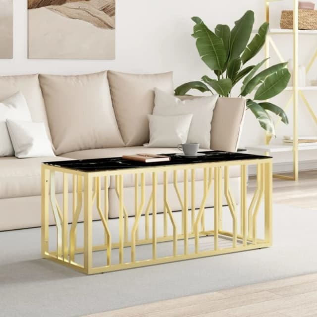 Vidaxl Coffee Table Gold 110X45X45cm Stainless Steel And Glass, Gold 350052