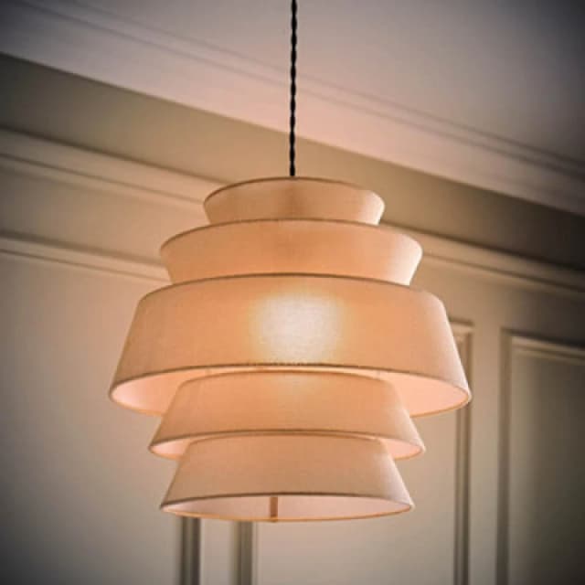 ValueLights ValueLights Valerie Linen 5 Tier Easy Fit Drum Ceiling Light Lamp Shade with Bulb in Natural Natural One Size Unisex 5059406069543