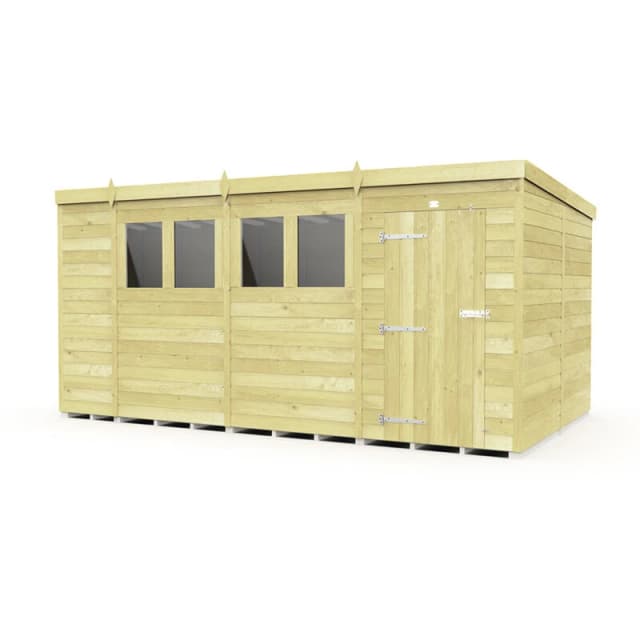 Flat Pack Sheds DIY Sheds 15 x 8 Pent Shed, Brown 15X8PFF