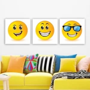 PEMOJI1 Multicolor Decorative Canvas Painting (3 Pieces)