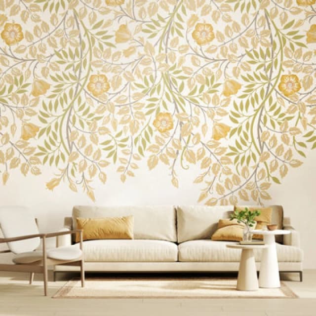 Origin Murals Cascading Rosehip - Gold And Olive Matt Smooth Paste The Wall Mural 350Cm Wide X 280Cm High