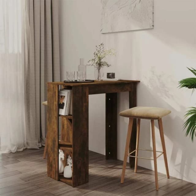 VIDAXL Bar Table with Shelf Smoked Oak 102x50x103.5cm Engineered Wood Vidaxl 8720286836477