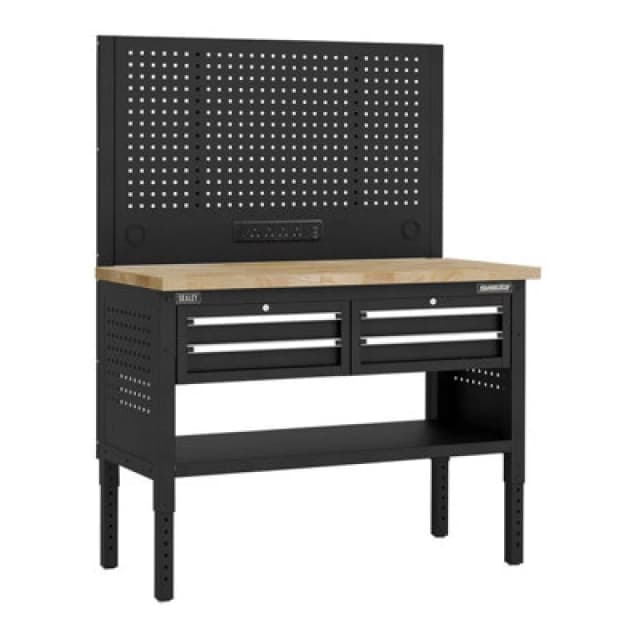 Sealey Superline Pro 4 Drawer Modular Workbench and Pegboard APMWB50COMBO2W Length: 1.26m