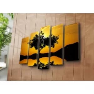 5PAT-24 Multicolor Decorative Canvas Painting (5 Pieces)