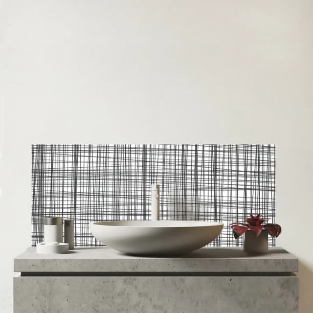 Warren Reed - Designer Monochrome Pencil Scribble Glass Bathroom Splashback in Grey Grey Unisex