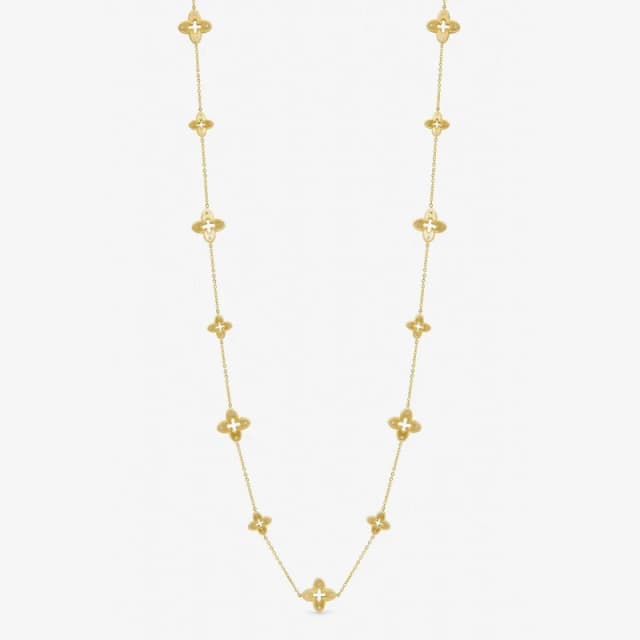 Jon Richard Gold Plated Textured Crystal Clover Long Necklace Chain Necklaces One Size Gold 71649610000