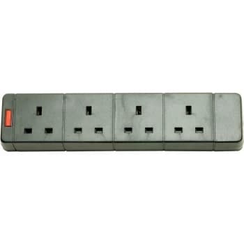 429.651UK 4 Gang 13A Trailing Socket With Neon - Mercury