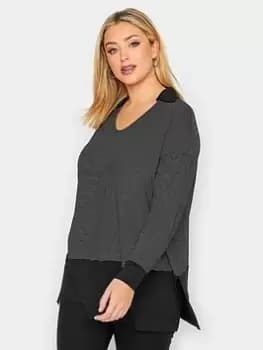 Yours Polo Neck Stripe Top - Black, Size 20, Women