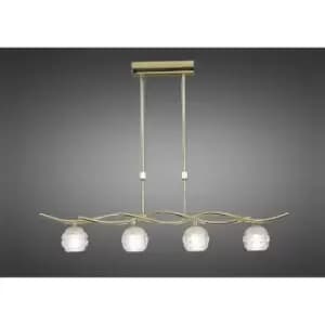 Dali telescopic pendant light Line 4 Bulbs G9, polished brass