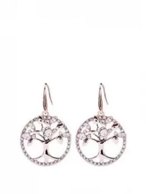 Jon Richard Rose Gold Plate Swarovski Tree Of Life Earrings
