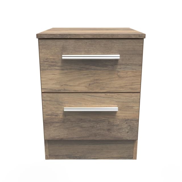 Trent 2 Drawer Bedside Cabinet In Vintage Oak (Ready Assembled)