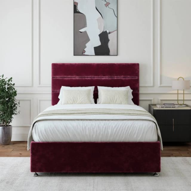 Bedmaster Bedmaster Chenille 4 Drawer Divan Base And Square Headboard in Aubergine Size: Double Aubergine Double Unisex 9504375245123