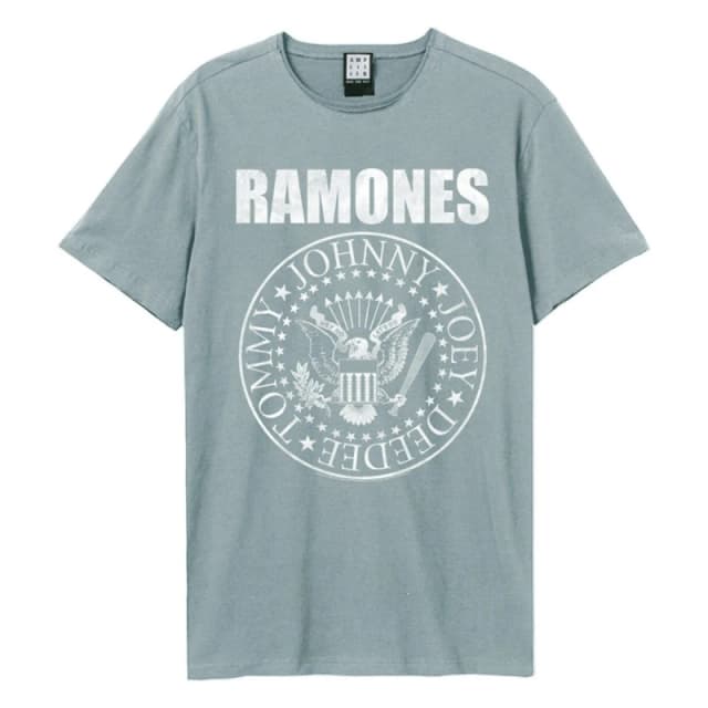 Amplified Amplified Men Ramones Logo T-Shirt in Pale Blue Size: X-Small Pale Blue XS Male 5063470409600
