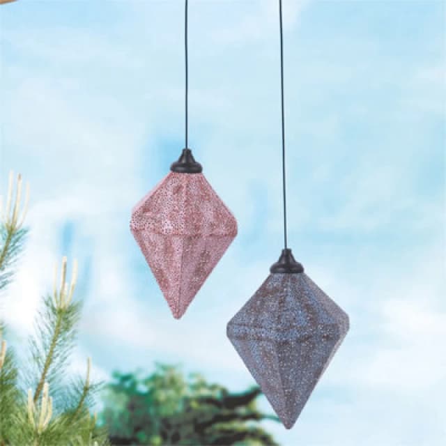 Luxform Solar Metal LED Moroccan Hanging Light Pink Pink