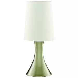 Searchlight Lighting - Searchlight Touch - 1 Light Table Touch Lamp Antique Brass with Fabric Shade, E14