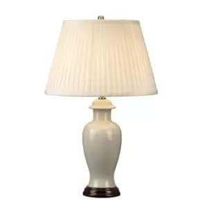 Table Lamp Small Porcelain Ivory Crackle Glass Cream Shade LED E27 60W