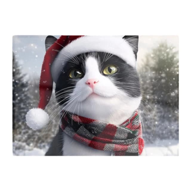 Warren Reed Designer Christmas Black Cat Glass Chopping Board