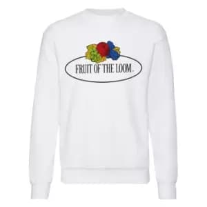 Fruit of the Loom Mens Vintage Big Logo Set-in Sweatshirt (XXL) (White)