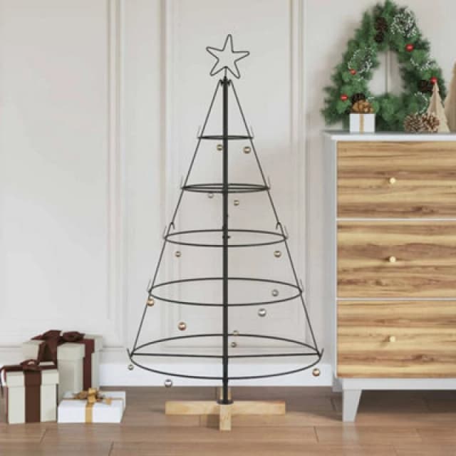 Vidaxl Christmas Cone Tree With Stand Black 125cm Steel