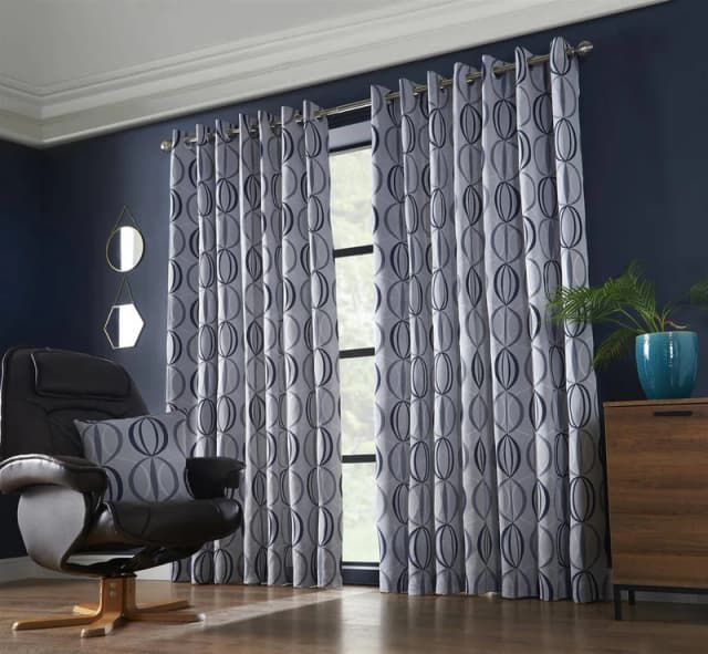 Essential Living Ome Eyelet Ring Top Curtains Navy 228cm x 228cm OMENVY9090