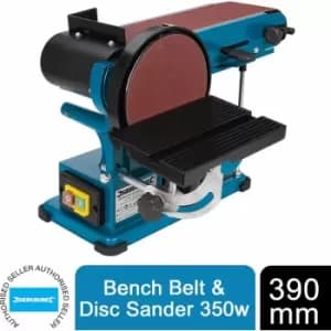 Belt & Disc Sander Bench Mount 390mm Belt & 150mm Disc 350W UK 972660 - Silverline