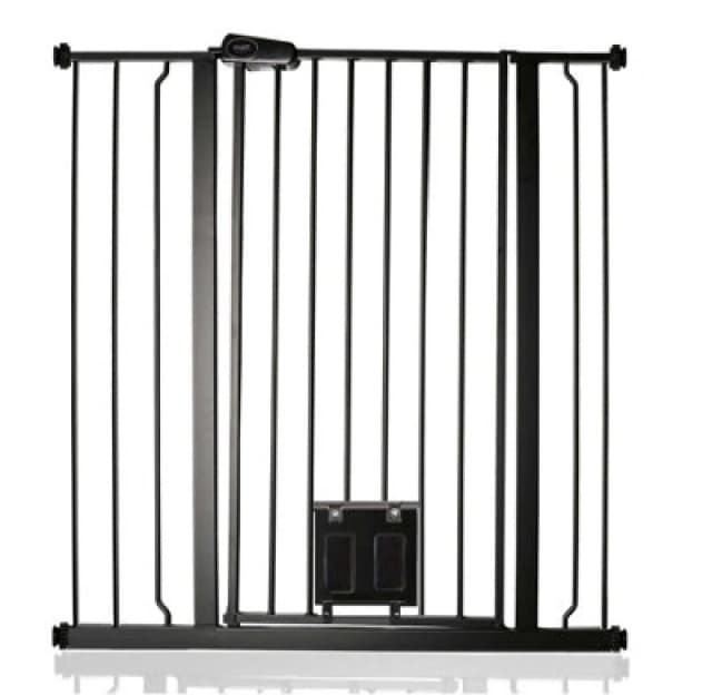 Bettacare Pet Gate With Lockable Cat Flap, 94.3Cm - 101.9Cm, Black, 104Cm In Height
