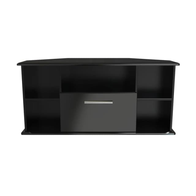 Harrow Corner TV Unit In Black Gloss (Ready Assembled)