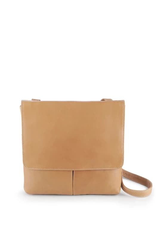 PRIMEHIDE 'Washed Cancun' Leather Flapover Crossbody Bag Light Sand
