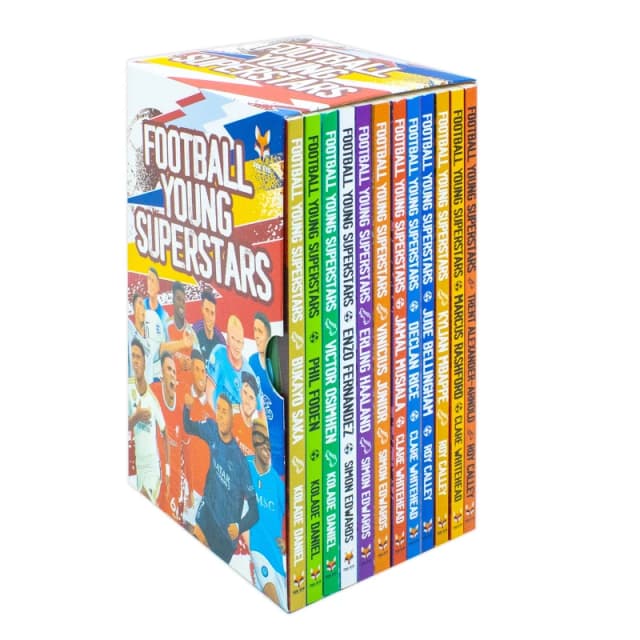 Football Young Superstars 12 Books Box Set Jude Bellingham, Marcus Rashford, Phil Foden Simon Edwards Roy Calley Kolade Daniel Clare Whitehead Books