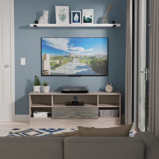 Ready Assembled 2 U Lucca Wide 1 Drawer TV & Media Unit (Ready Assembled) in Grey Grey Unisex