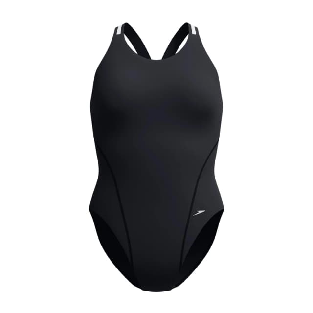 Speedo Womens Vanq One Piece Swimsuit Black/Silver female 10 (S)