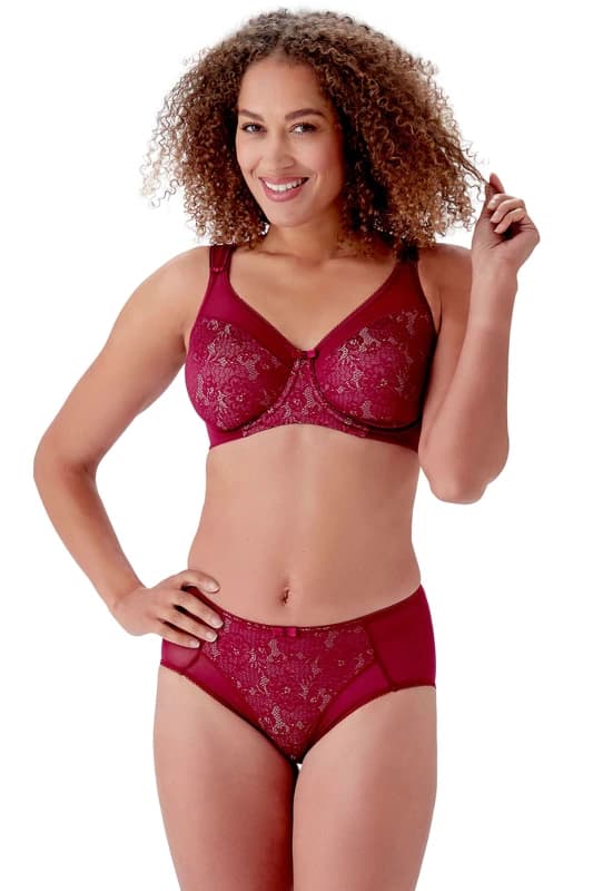 Berlei Berlei Beauty Lace Minimiser Bra Burgund Burgundy Female 40DD YC27333