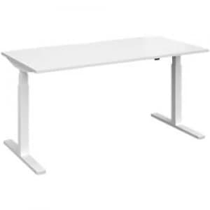 Elev8 Rectangular Sit Stand Single Desk with White Melamine Top and White Frame 2 Legs Touch 1600 x 800 x 675 - 1300 mm