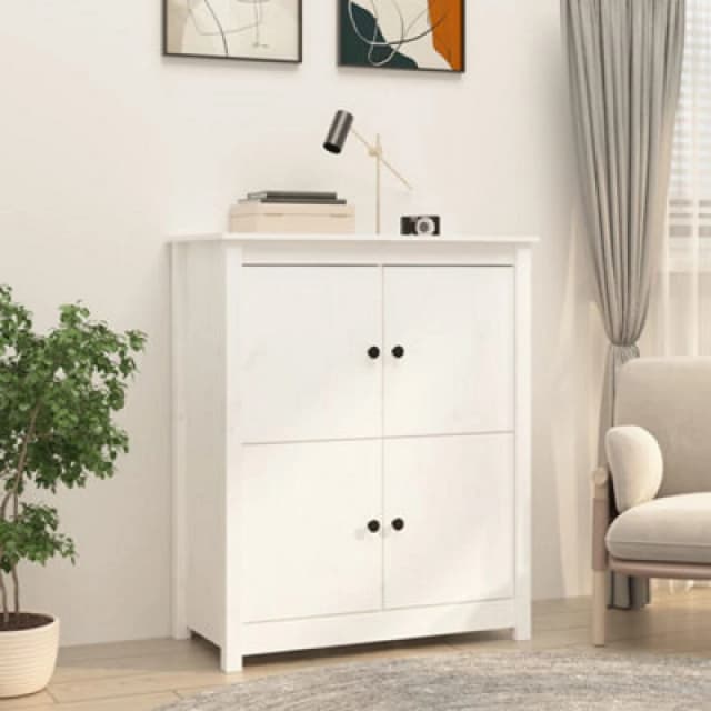 Vidaxl Sideboard White 83X41.5X100 Cm Solid Wood Pine, White 821508