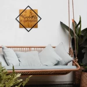 Kindness Is Contagious Walnut Black Decorative Wooden Wall Accessory