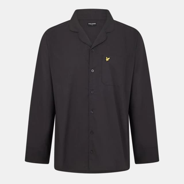 Lyle and Scott Mens Woven Pyjama Long Sleeve Top Black male S