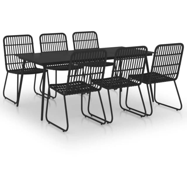VIDAXL 7 Piece Outdoor Dining Set Poly Rattan and Glass Vidaxl 8720286241691
