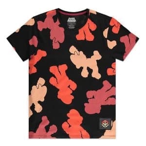 Nintendo - Super Mario Bros. Mario Colour Silhouette All-Over Print Mens Large T-Shirt (Black)