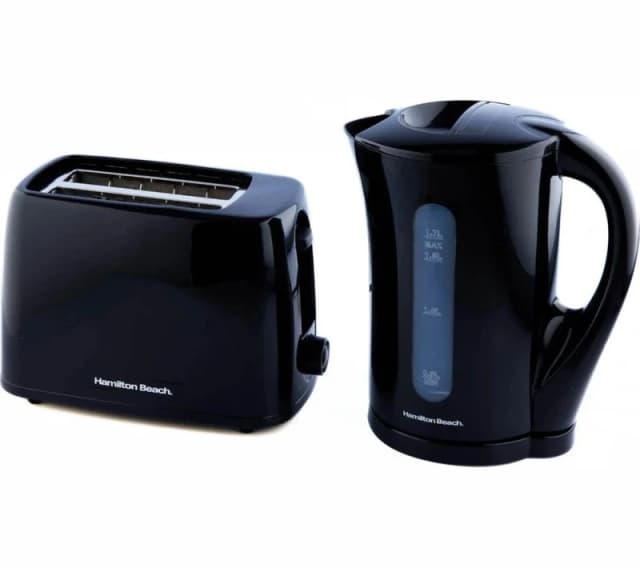 HAMILTON BEACH Essentials Jug Kettle & 2-Slice Toaster Bundle - Black 5060916372696