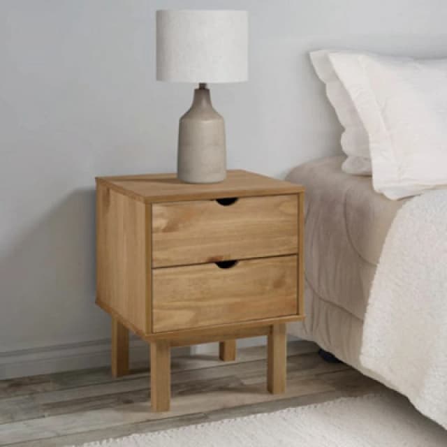 Vidaxl Bedside Cabinet Otta 46X39.5X57cm Solid Wood Pine, Brown 348576