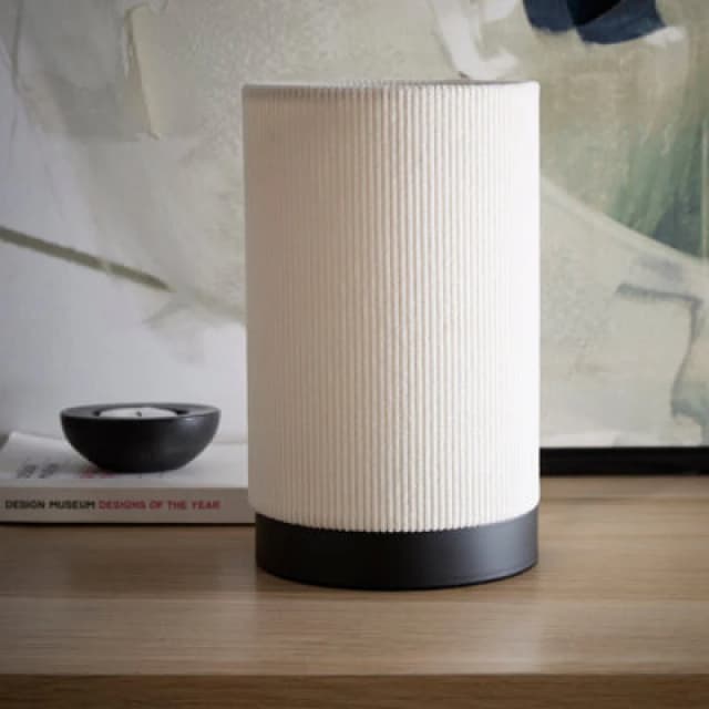 K Living Malta White Table Lamp With Velvet Dimpled Lamp Shade