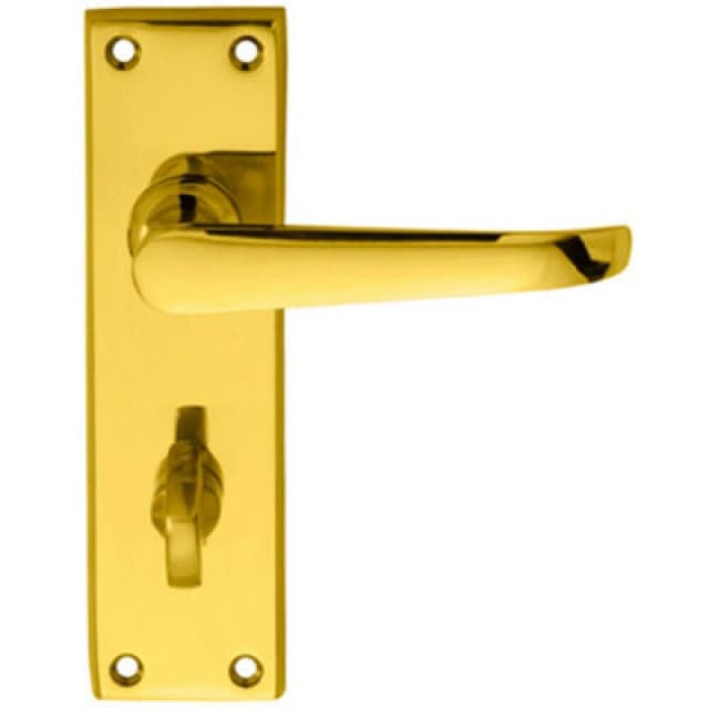 Loops PAIR Straight Victorian Lever on Bathroom Backplate 150 x 42mm Polished Brass Metallics