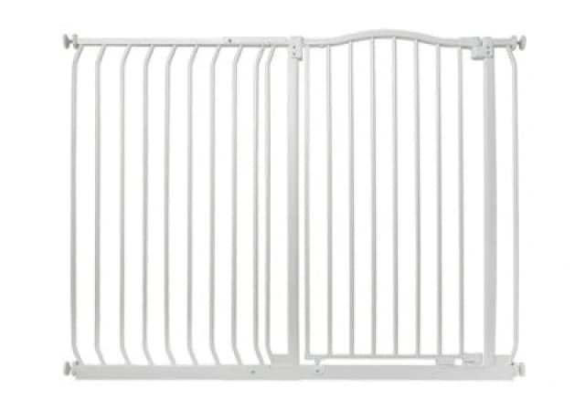 Safetots Extra Tall Curved Top Safety Gate, 125Cm - 134Cm, Matt White, Extra Tall 100Cm In Height, Pressure Fit Stair Gate