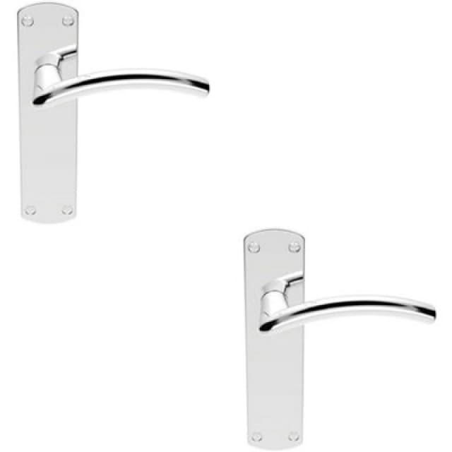 Loops 2x Arched Lever on Latch Backplate Door Handle 170 x 42mm Polished Chrome Multi
