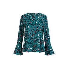 Yumi Blue Animal Print Peplum Top - 8