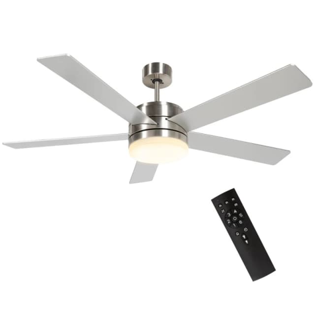 HOMCOM Ceiling Fan with Light Reversible Airflow Wall Mounting Natural Brown