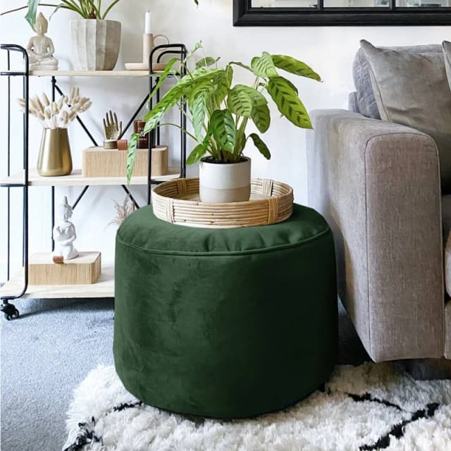 rucomfy Beanbags rucomfy Velvet Pouffe - Indoor Bean Bag Footstool in Emerald Emerald Unisex