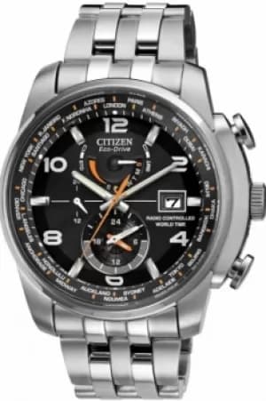 Mens Citizen World Time A.T Alarm Radio Controlled Eco-Drive Watch AT9010-52E