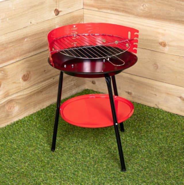 Samuel Alexander 14" Round Garden Barbecue / Bbq With Wind Shield & Shelf