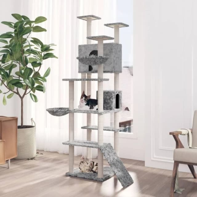 VIDAXL Cat Tree with Sisal Scratching Posts Light Grey 191cm Vidaxl 8720287123866